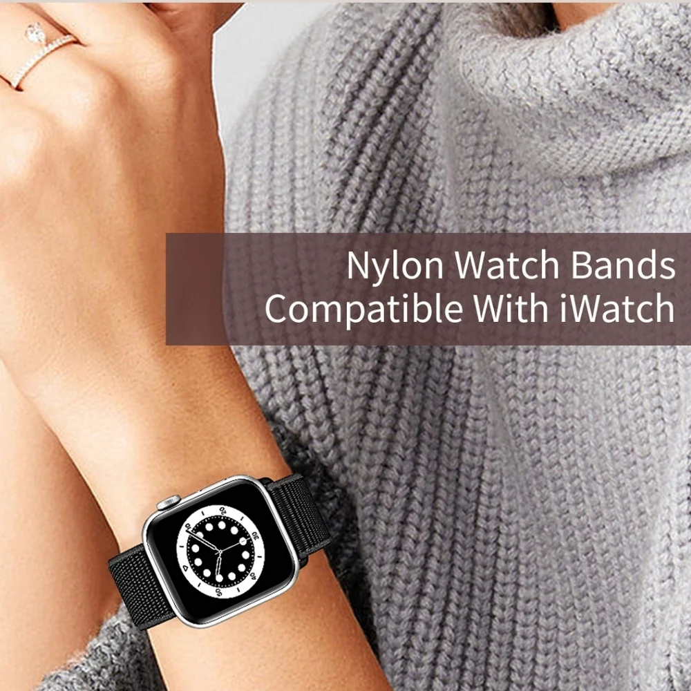 Nylon Dual Strap Watch Bands - 2 Pack - Compatible with Apple Watch 38 40 41 mm